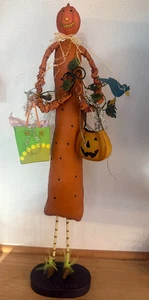"Figura caprichosa 20,5"" rara vintage de calabaza de Halloween arte popular dama shopper" - Imagen 1 de 4
