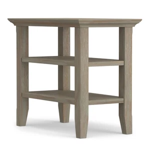 Acadian 14-inch Wide Solid Wood Narrow End Table in Distressed Grey, Transiti... - Picture 1 of 9