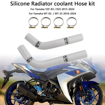 Silicone Radiator coolant Hose Yamaha MT-03 MT-25 YZF R3 R25 2015-2024 White BE' - Image 1 of 4