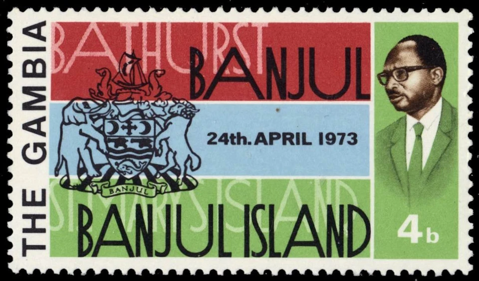 GAMBIA 301 - Bathurst a Banjul "Bandera y armas" (pc10411) Foto 1 de 1