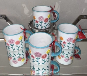 4-NWT LANG 3D CROCHET DESIGN FLOWERS MUG SET - Picture 1 of 11