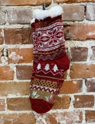 Calcetines de cabina MUK LUKS Red Fair Isle Jojoba imitación piel de oveja S/M 6-8 nuevos Foto 1 de 3