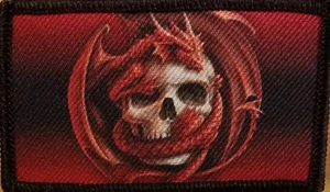 SKULL Patch W/ VELCRO® Brand Fastener Tactical Bones Red Dragon Emblem #2 - Picture 1 of 1
