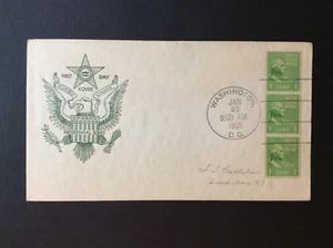 BroadviewStamps USA #848 coil strip of 3 used FDC. 27JAN1939. VF. - Picture 1 of 2