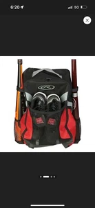 NWT Rawlings Baseball Softball Backpack T-Ball Youth Bat & Helmet Holder Red/blk - Picture 1 of 4