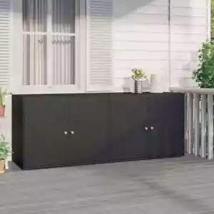 vidaXL Garden Storage Cabinet Black 198x55.5x80 cm Poly Rattan - Picture 1 of 8