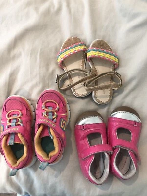 3 pares! Stride Rite Zapatos de Verano Niñas Pequeñas 6 Sandalias, Tenis, Mary Janes Foto 1 de 4