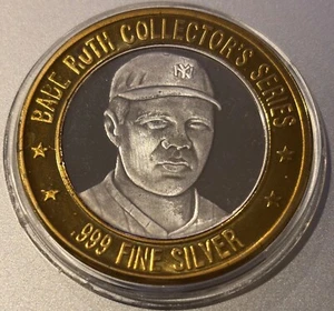 BABE RUTH Collector's Series 714 Home Runs .999 Fine Silver Encased Coin - Picture 1 of 4