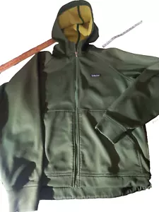 Patagonia Mens Hoodie Jacket Green Softshell Full Zip Fleece lined Medium Vfine - Picture 1 of 9