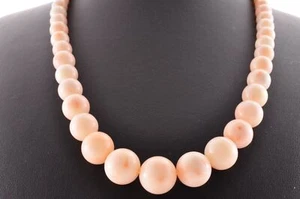 Argento sterling 925 perline da 0,45 pollici, ciondolo in corallo pelle... - Foto 1 di 21
