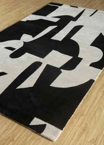Hand Tufted Wool & Viscose Multi Color Carpet Area Rug Color Black and white - Picture 1 of 4