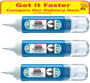 3 x Pentel Steel Fine Point Correction Pen 12ml ZL31W Ozone Safe Formula - Picture 1 of 10