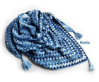 Blue Granny Shawl With Tassels Crochet Lace Scarf Triangle Bridesmaids Gift