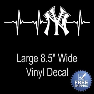 Calcomanía/pegatina de vinilo latido del corazón de los Yankees de Nueva York grande 8,5 x 3 pulgadas - ¡Envío y devolución gratuitos! - Imagen 1 de 5
