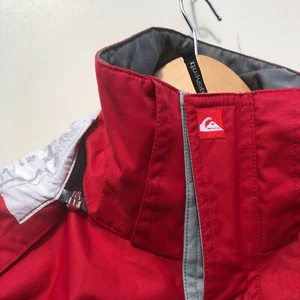 VTG 2000 Quiksilver Mens M Ski Jacket detachable hood Embroidered, Red And Grey - Picture 1 of 13