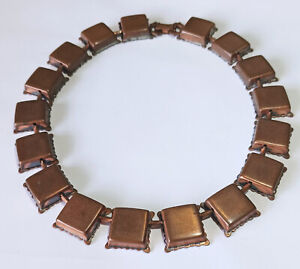 Vintage RENOIR Copper Necklace: Raised Squares w/ Bottom Borders