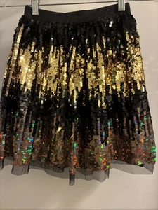 PMG Couture Primigi Girl Skirt Natale Sequin Size 8 Black Gold NEW WITH TAGS - Picture 1 of 12