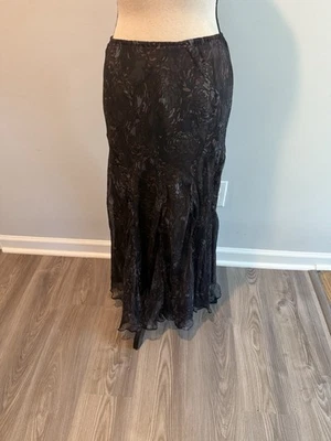 Maxi falda Sundance 100 % seda Lagenlook Cottagecore ribete con volantes para mujer talla 10” Foto 1 de 4