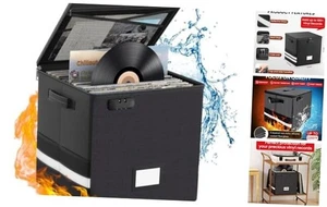 Vinyl Schallplatten Aufbewahrungsbox mit Schloss, feuerfest & wasserdicht Schallplatte 1er Pack - Bild 1 von 8