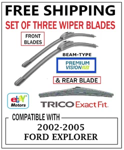 Wiper Blade Set Premium-Vision Beam-Type for 2002-2005 Ford Explorer - Picture 1 of 5