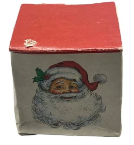 Potpourri Presse Vintage Weihnachtsmann Kopf Box rot weiß Made in Hong Kong 88 LESEN - Bild 1 von 5