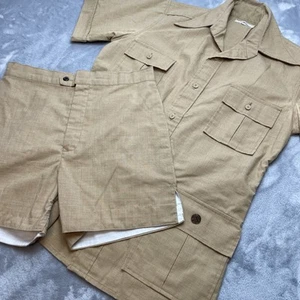Vintage Reyn Spooner Safari Set Mens M/30 Tan Shorts Shirt Jungle Retro 60s 70s - Picture 1 of 16