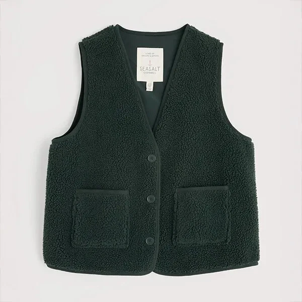Seasalt Well Wisher Borg Fleece Gilet Coppice - Image 1 of 1