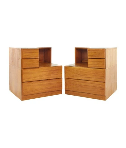 Dixie Scova Mid Century Teak Nightstands - A Pair Cover