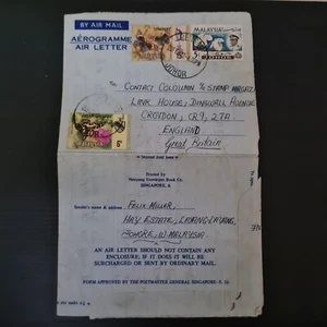Aerogramme AIR LETTER FROM JOHORE TO ENGLAND - Picture 1 of 2