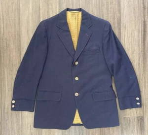 Vintage 1970 maßgeschneidert maßgeschneidert marineblau Blazer Sport Mantel Jacke Harvard Ben silber - Bild 1 von 22