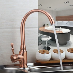 Grifo mezclador de cobre antiguo para fregadero de baño/cocina grifo de una sola manija - Imagen 1 de 6