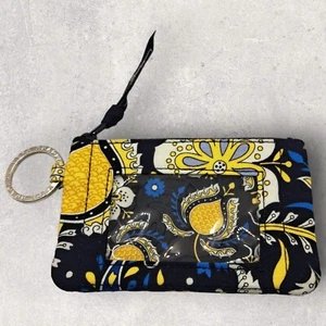 Vera Bradley Reißverschluss Kartenetui Elle blau Blumenmuster reine Baumwolle Logo Ausweisbeutel - Bild 1 von 9