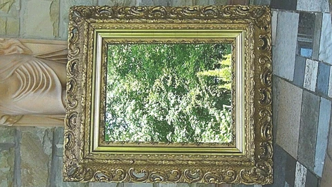 ANTIQUE ITALIAN WOOD CARVED ORNATE PIERCED GILT FRAME MIRROR 32" x 28" Cover