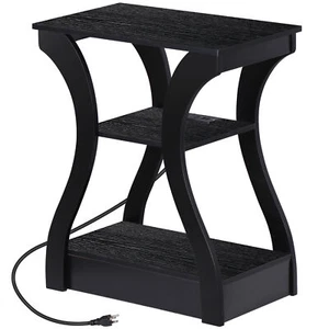 3 Tier End Table Side Table with Outlets and USB Ports Storage Bedside Table - Picture 1 of 15
