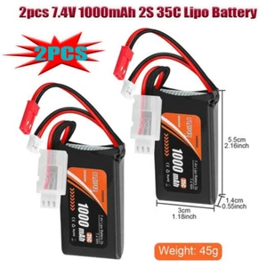 2Pack 7.4V Lipo Battery 1000mAh PH2.0 &JST Plug A xial SCX24 for WL Toys RC Car - Bild 1 von 10