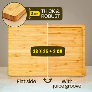 Organic Bamboo Chopping Boards Thick Large Kitchen Food Cutting & Serving Board