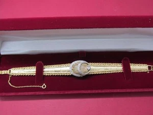 Reloj pulsera Ginebra vintage de oro amarillo macizo de 14k con diamantes de 17 joyas 33 g para dama - Imagen 1 de 12