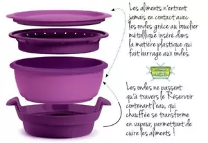 MICRO VAP' TUPPERWARE CUIT VAPEUR MICRO ONDES VIOLET NEUF - Foto 1 di 6
