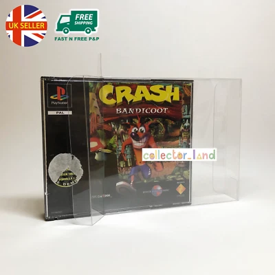 Game Box Protector Sony Playstation PS1 Dual CD Disks Clear Plastic Display Case - Image 1 of 4