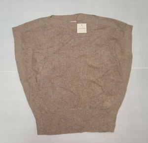 Club Monaco Waffle Stitchy Cashmere Short Sleeve Top XXS Taupe NWT $259 - Picture 1 of 7