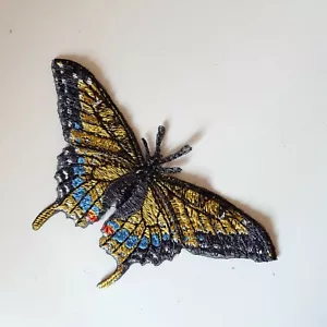 Bestickter Patch Schmetterling gelb Schwalbenschwanz zum Aufnähen - Bild 1 von 4