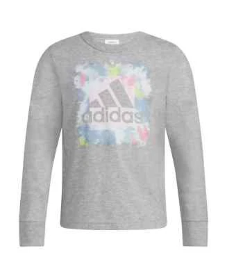 Camiseta Adidas Niñas Pequeñas Manga Larga Calce Regular Gris Jaspeado Talla 6X Foto 1 de 4