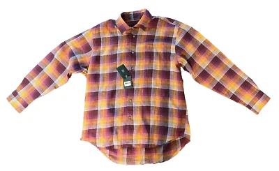Robert Talbott Long-Sleeve 100% Linen Begonia Plaid Sport Shirt Mens L NWT - Image 1 of 4