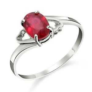 18K. SOLID GOLD RING WITH NATURAL RUBY (White Gold) - Picture 1 of 10