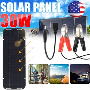 30W Solar Panel 12V Trickle Charger Battery Charger Kit Maintainer Boat Car RV - Picture 1 of 12