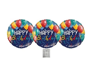 Set Of 3 Happy Birthday Navy Blue 18'' Balloon Party Decorations Supplies - Picture 1 of 1