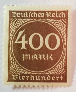 GERMANIA ~ Reich tedesco ~ francobollo marrone 400 marchi ~ annullato/inviato ~ c.1922 - Foto 1 di 6