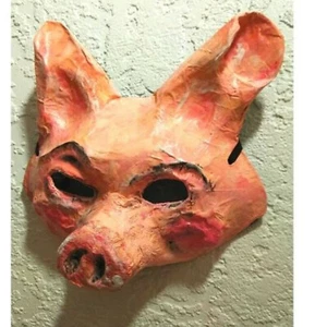 PIG MASK. ORIGINAL Paper mache Pig mask pig costume Mardi Gra Mask, Animal mask - Picture 1 of 7