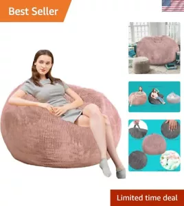 Bean Bag Chairs with Faux Rabbit Fur Cover, 4 ft Giant Memory Foam Bean Bag C... - Picture 1 of 8