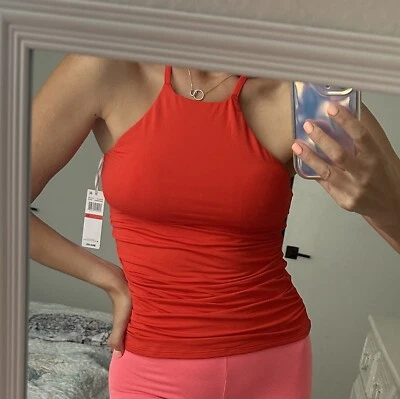 Camiseta tankini para mujer Anne Cole Spice cuello alto fruncida forrada talla XS Foto 1 de 4